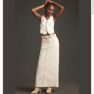 New Reformation Myles Denim Maxi Skirt in Cream sz 30